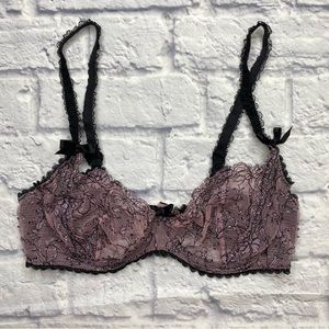 Agent Provocateur Black and Mauve Lace Bra
